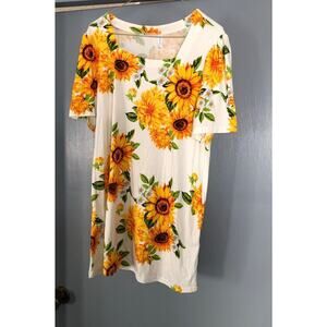 TAOHUADAO Women's Summer Top SUNFLOWERS Short Sleeve Shirts Tunic Top Size XL
